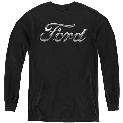 Ford Chrome Ford Logo Youth Long Sleeve T-Shirt