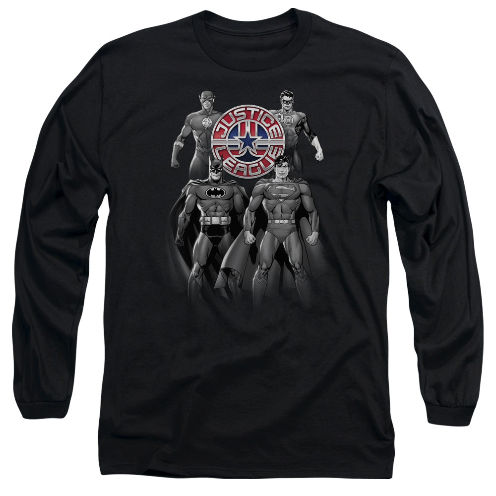 Justice League Shades Of Gray Long Sleeve T-Shirt