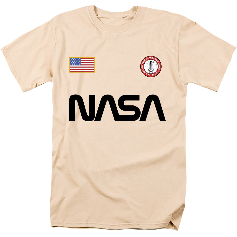 NASA Worm Logo and Flag Cream T-Shirt