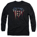 Superman Bleeding Shield Black Long Sleeve T-Shirt