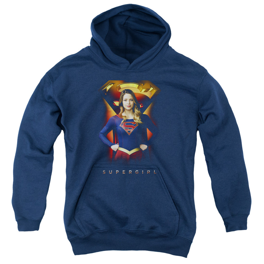 Supergirl Standing Symbol Youth Hoodie