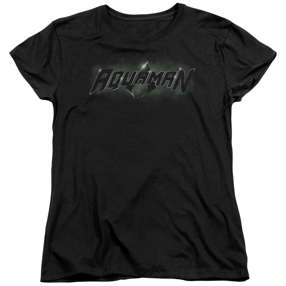 Justice League Aquaman Title Womens T-Shirt