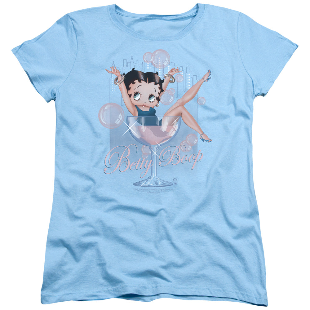 Betty Boop Pink Champagne Light Blue Womens T-Shirt