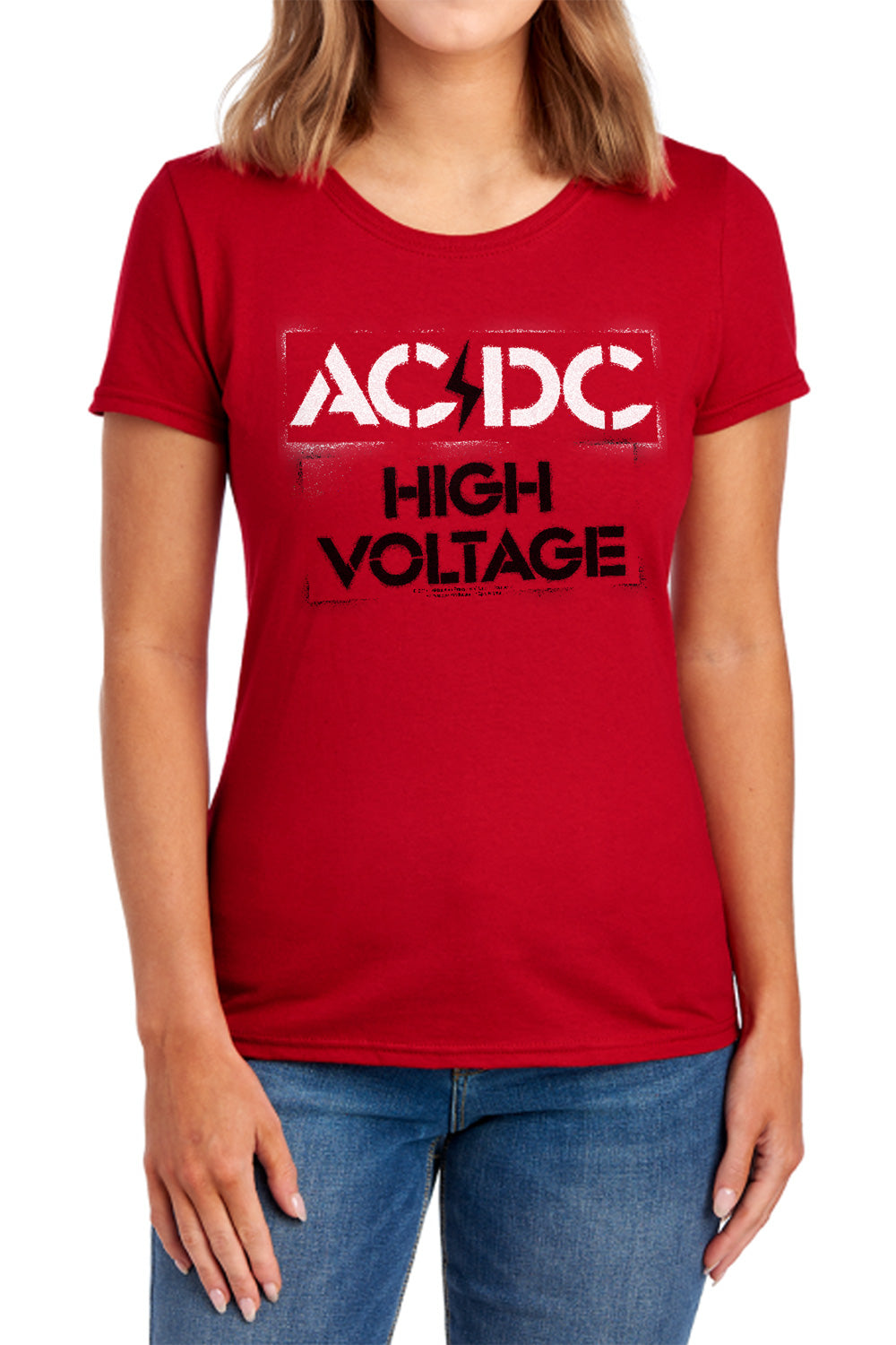 AC/DC High Voltage Stencil Womens T-Shirt