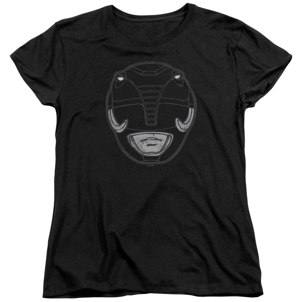 Mighty Morphin Power Rangers Black Ranger Mask Womens T-Shirt