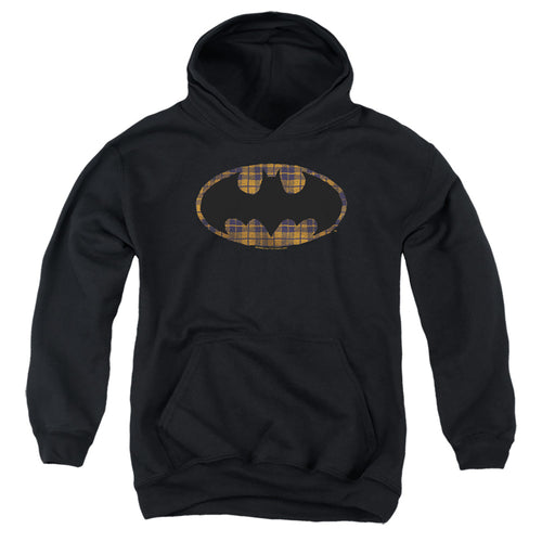 Batman Torn Plaid Logo Youth Hoodie