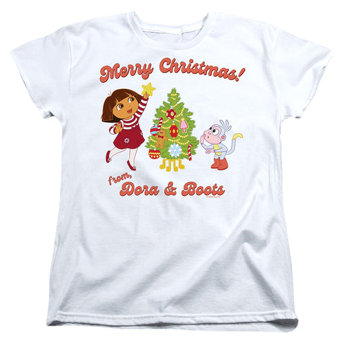 Dora the Explorer Happy Holidays From Dora And Boots Womens T-Shirt