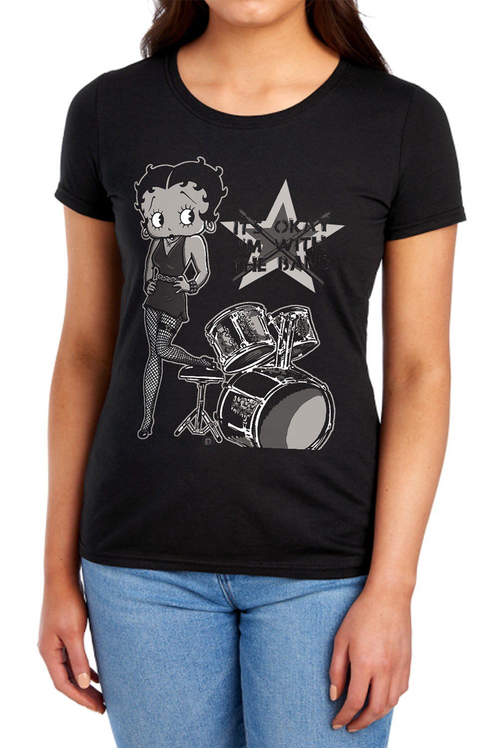 Betty Boop With the Band Womens T-Shirt