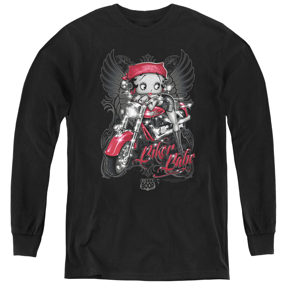 Betty Boop Biker Babe Youth Long Sleeve T-Shirt