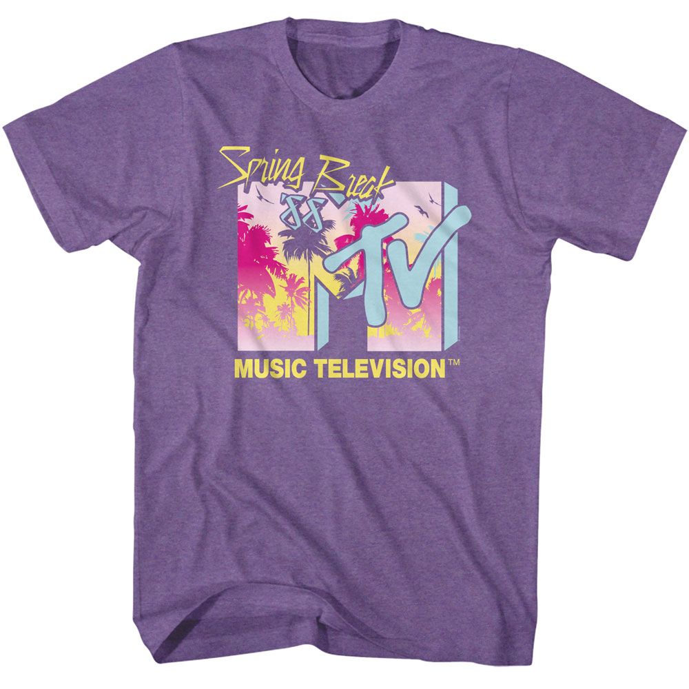 Spring Break 88 Palm Trees MTV t-shirt in purple heather
