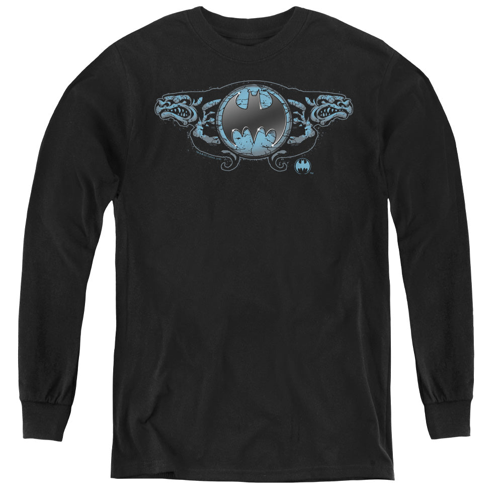 Batman Two Gargoyles Logo Youth Long Sleeve T-Shirt