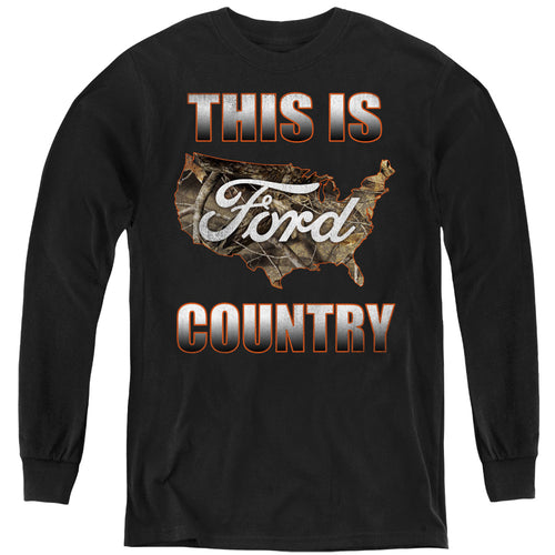 Ford Go Further Orange Camo Youth Long Sleeve T-Shirt