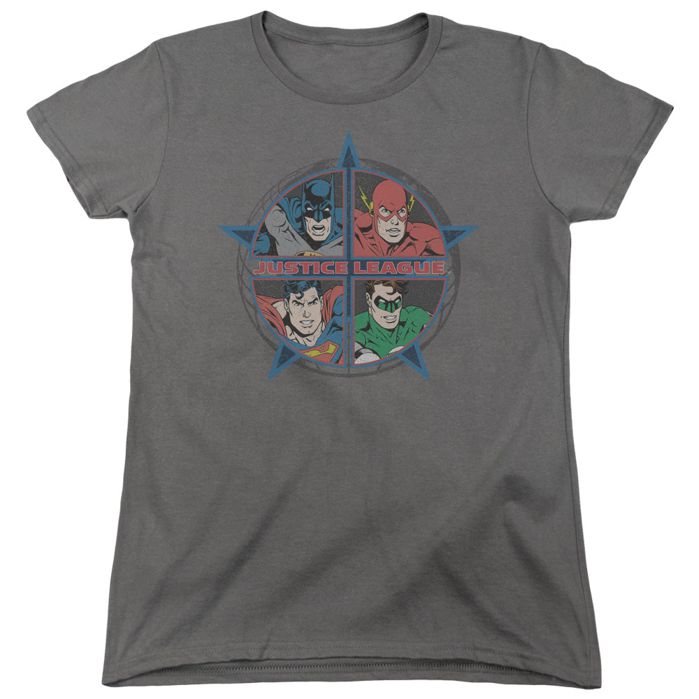 Justice League Four Heroes Womens T-Shirt