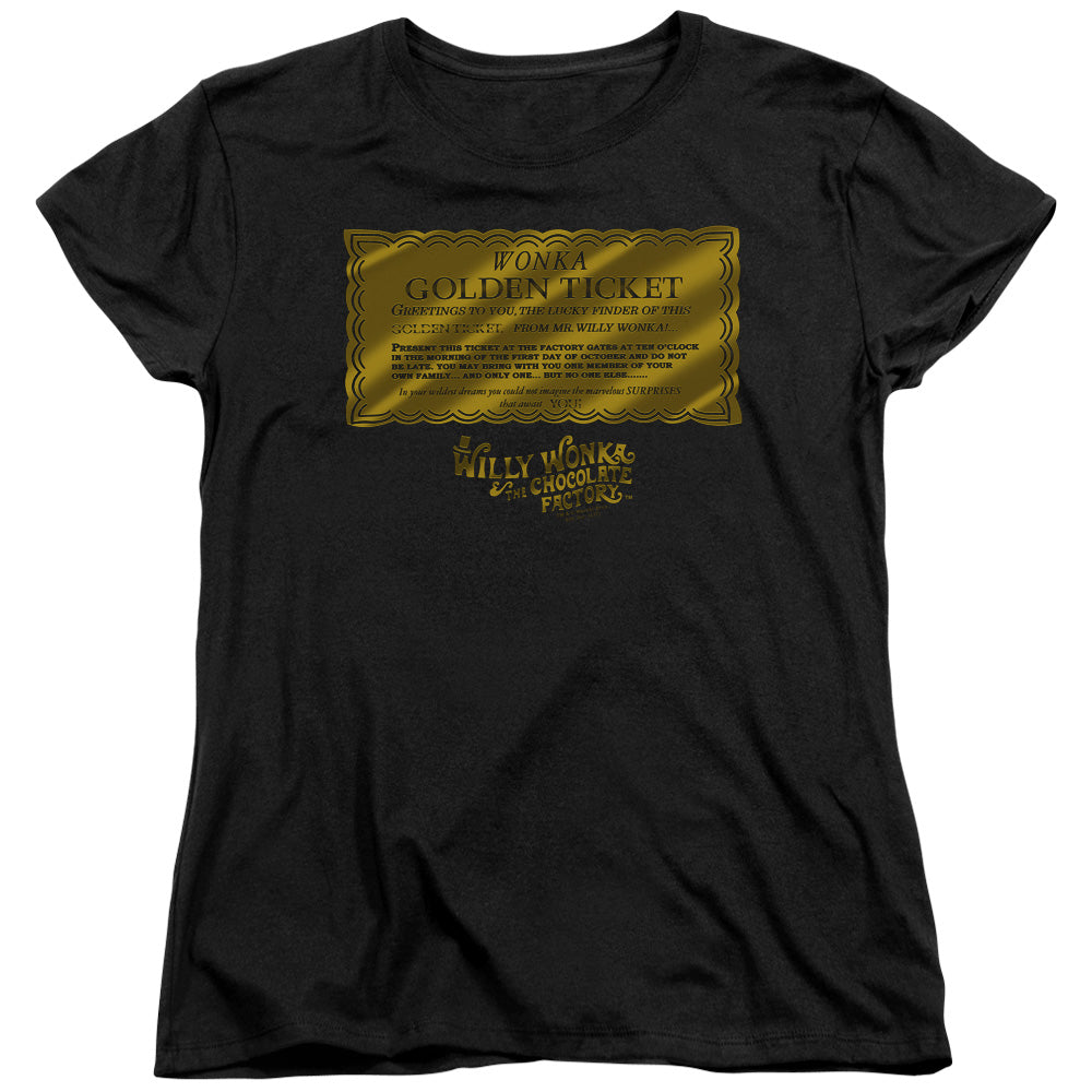 Willy Wonka & the Chocolate Factory Golden Ticket Womens T-Shirt