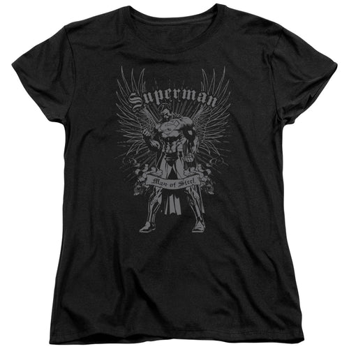 Superman Steel Black Womens T-Shirt
