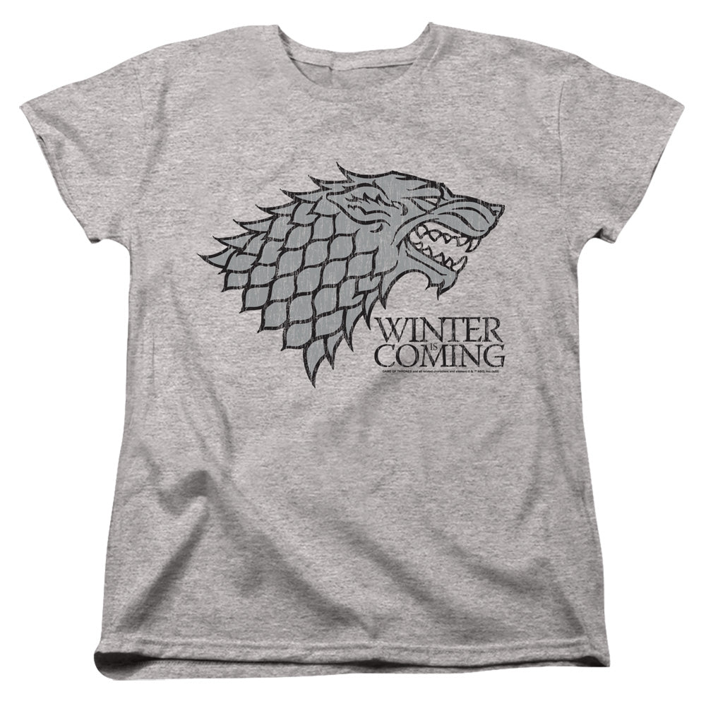 Game of Thrones Startk Winter Is Coming On Gray Womens T-Shirt
