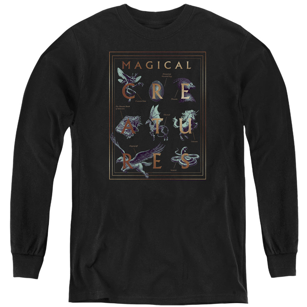 Harry Potter Magical Creatures Book Cover Youth Long Sleeve T-Shirt