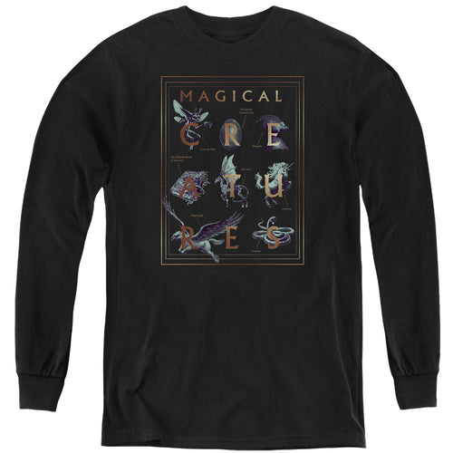 Harry Potter Magical Creatures Book Cover Youth Long Sleeve T-Shirt