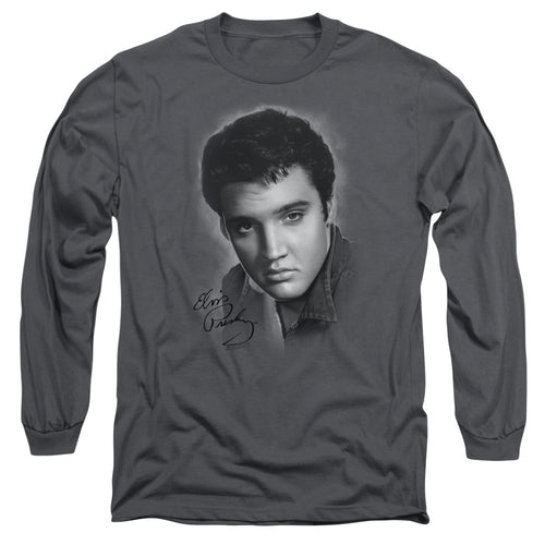 Elvis Presley Grey Portrait Long Sleeve T-Shirt
