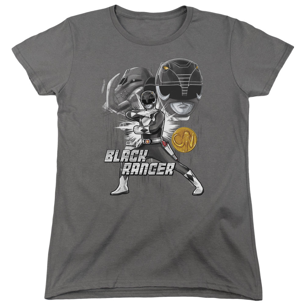 Mighty Morphin Power Rangers Black Ranger Womens T-Shirt