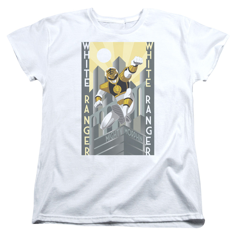 Mighty Morphin Power Rangers White Ranger Deco Womens T-Shirt