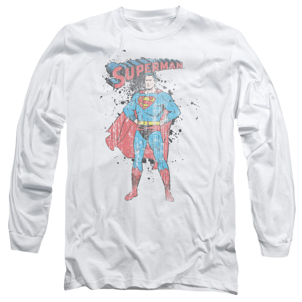 Superman Vintage Ink Splatter Long Sleeve T-Shirt