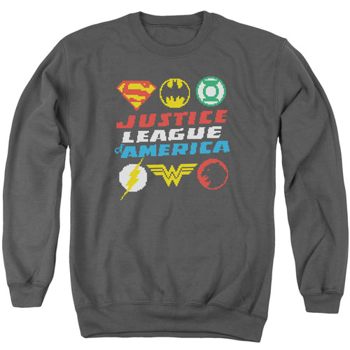 Justice League Pixel Logos Crewneck Sweatshirt
