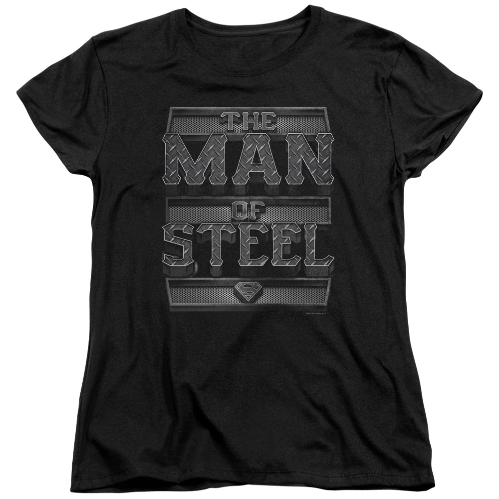 Superman Steel Text Womens T-Shirt