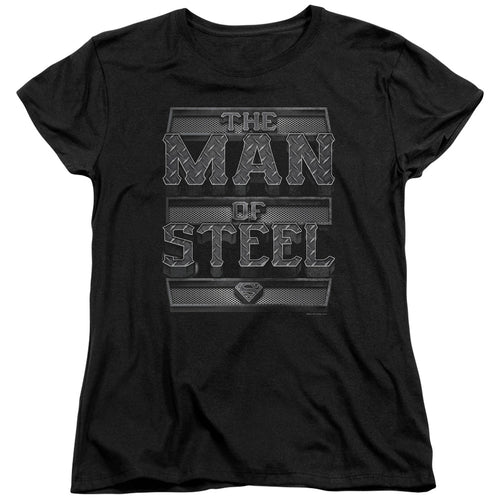Superman Steel Text Womens T-Shirt