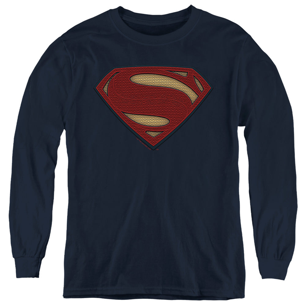 Batman v Superman Superman Costume Shield Youth Long Sleeve T-Shirt