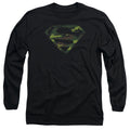 Superman Distressed Camo Shield Black Long Sleeve T-Shirt