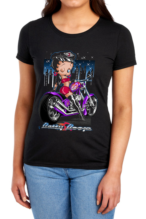 Betty Boop City Chopper Womens T-Shirt