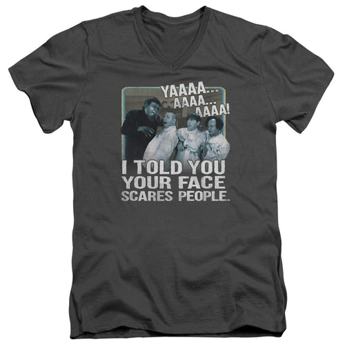 The Three Stooges Your Face Scares People V-Neck T-Shirt