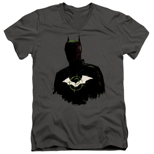 The Batman Silhouette with Riddler Logo V-Neck T-Shirt