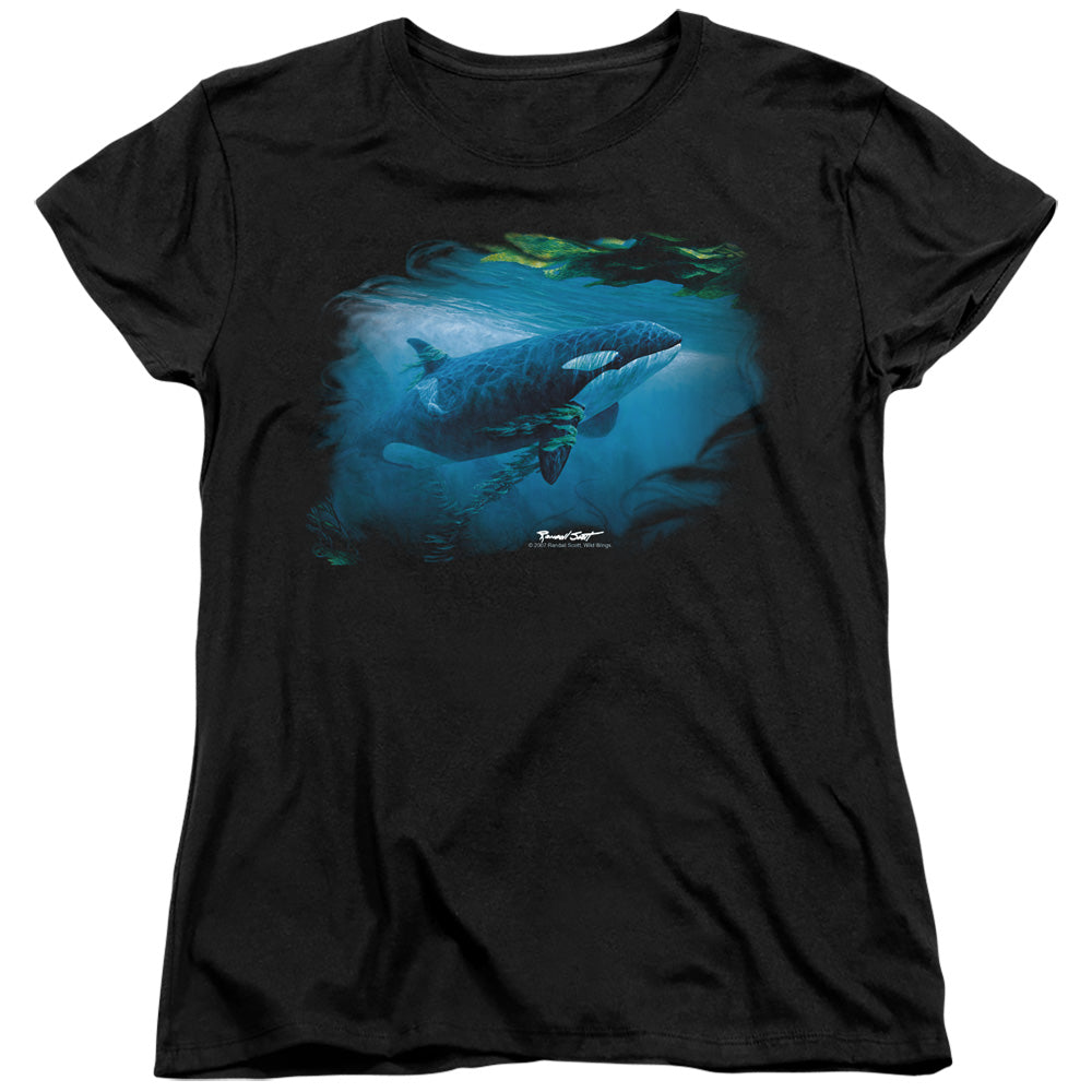 Wild Wings Pursuit Through the Kelp Orca Womens T-Shirt