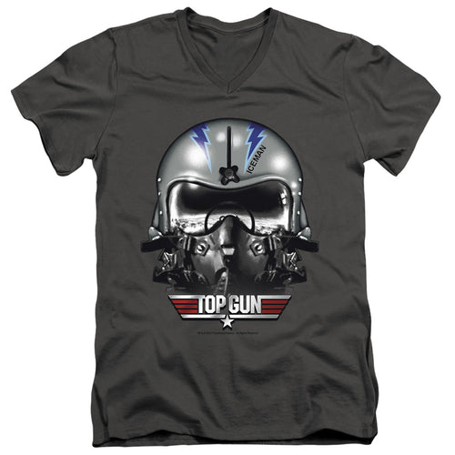 Top Gun Iceman Helmet V-Neck T-Shirt