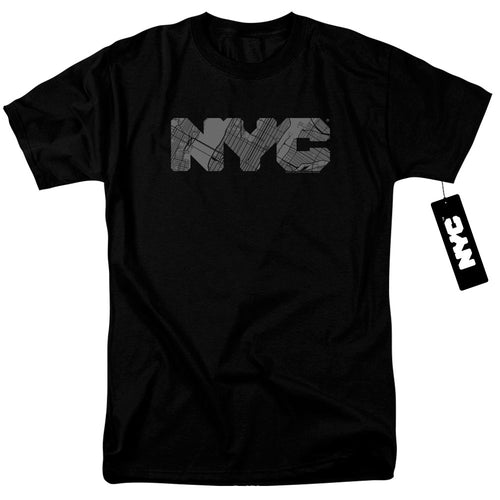 New York City Map Fill Black T-Shirt