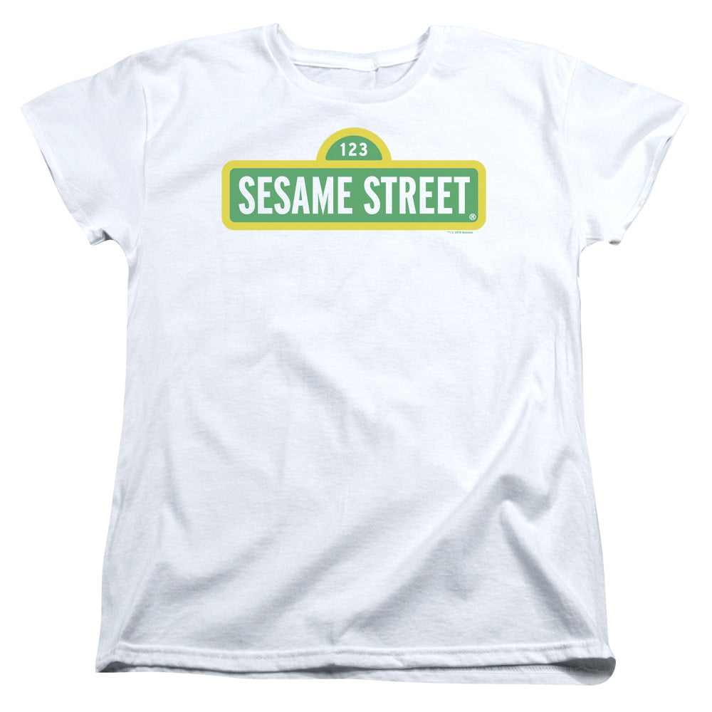 Sesame Street Logo White Womens T-Shirt