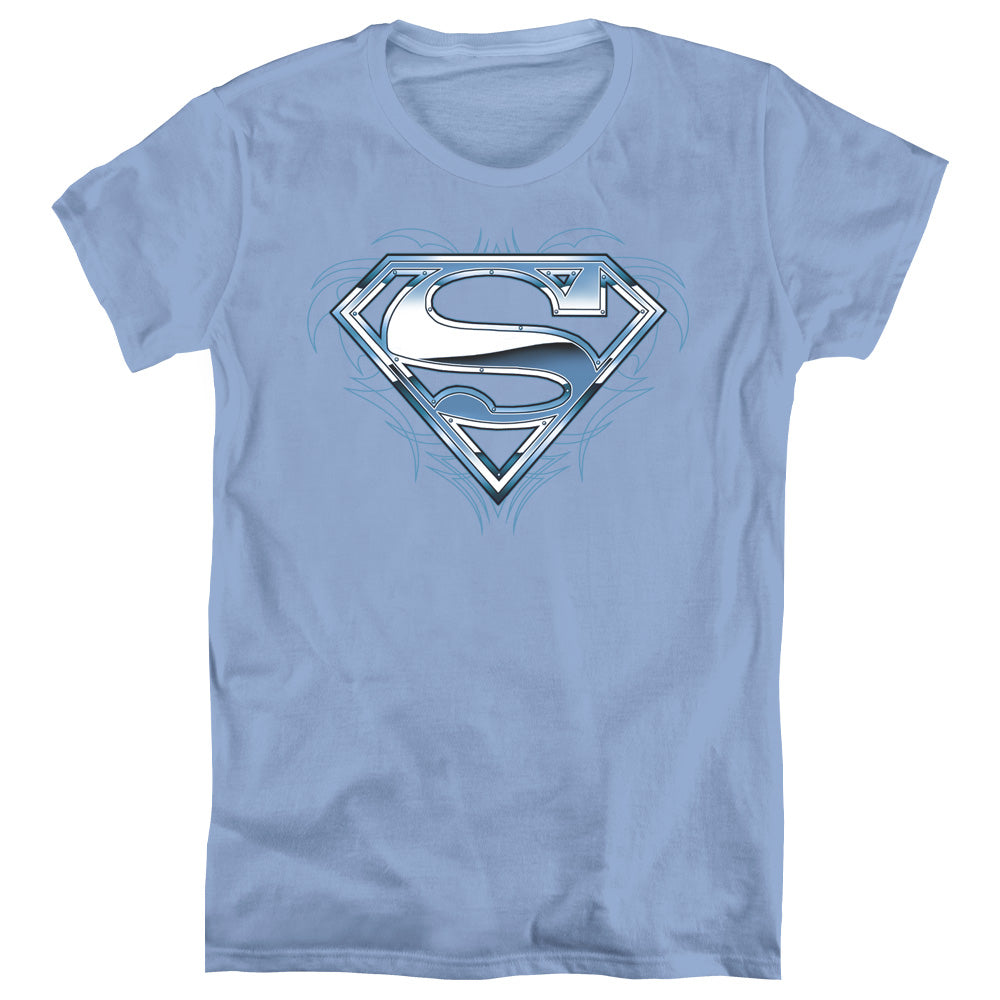 Superman Tribal Chrome Shield Womens T-Shirt