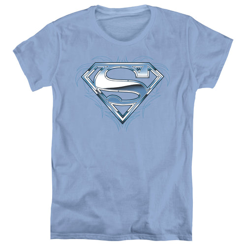 Superman Tribal Chrome Shield Womens T-Shirt