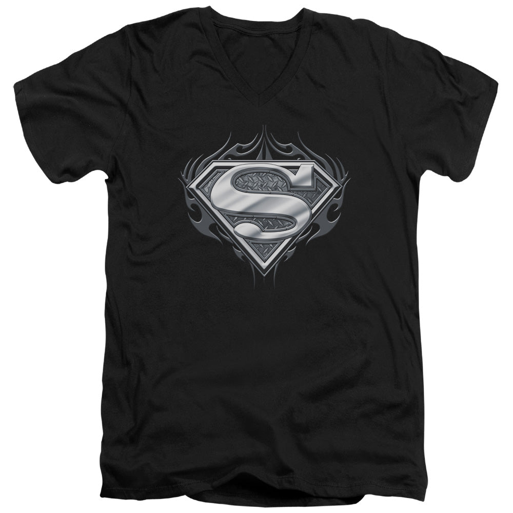 Superman Biker Metal V-Neck T-Shirt