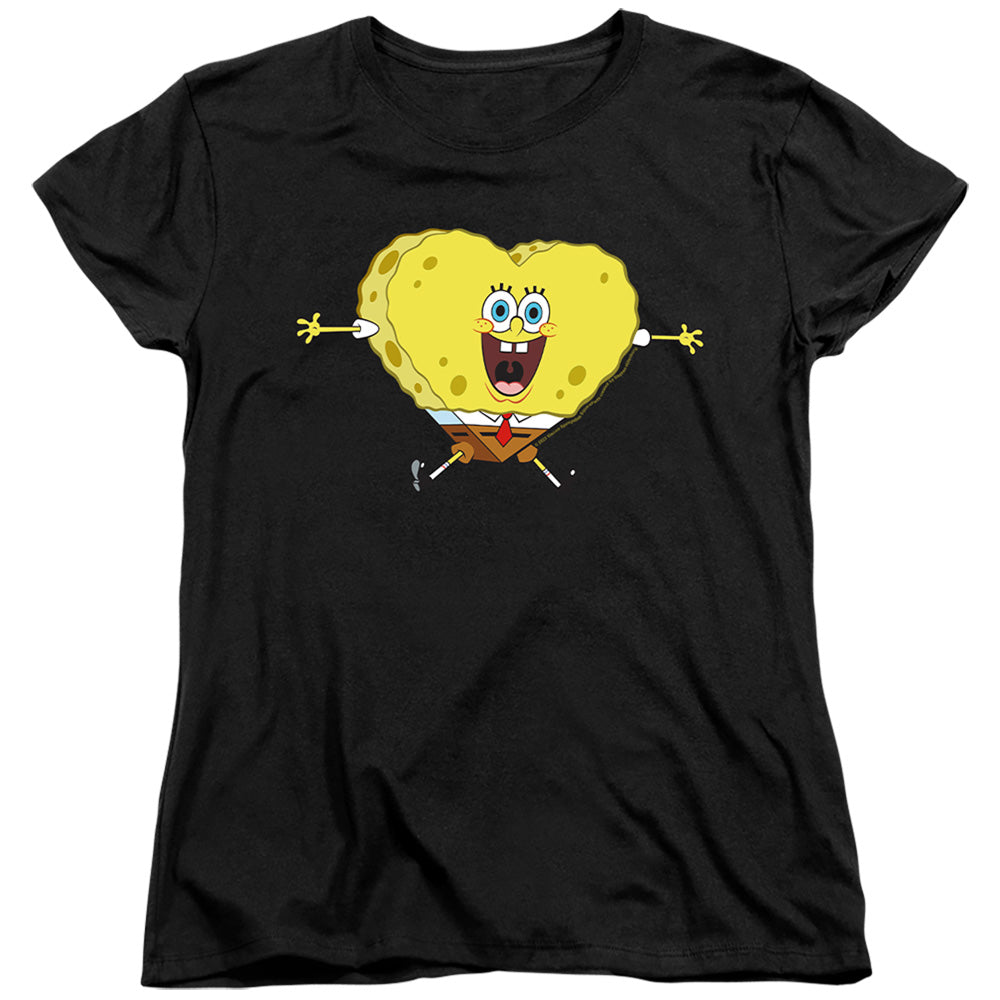 Spongebob Squarepants Valentine's Day Heart-shaped Sponge Womens T-Shirt