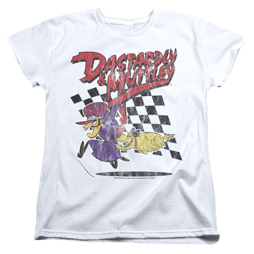 Wacky Races Dastardly and Muttley on White Womens T-Shirt