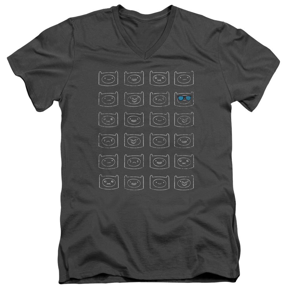 Adventure Time Finn Faces V-Neck T-Shirt