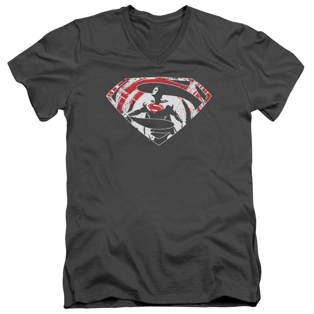 Batman v Superman Super Splatter Logo V-Neck T-Shirt
