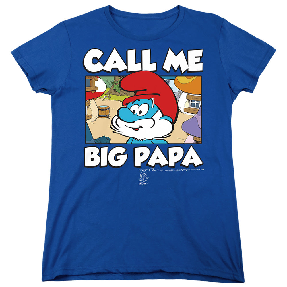 The Smurfs Call Me Big Papa Womens T-Shirt