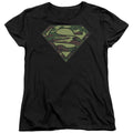 Superman Camo Logo Black Womens T-Shirt