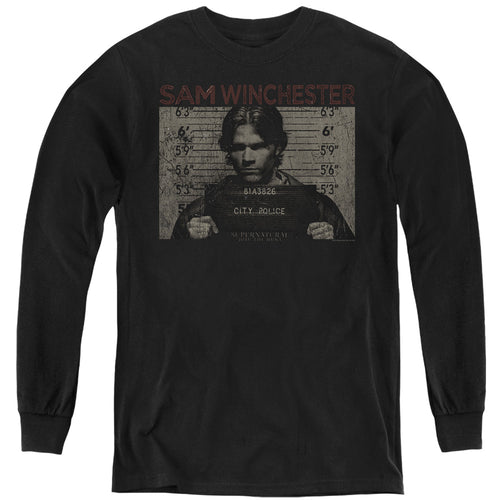 Supernatural Sam Winchester Mug Shot Youth Long Sleeve T-Shirt