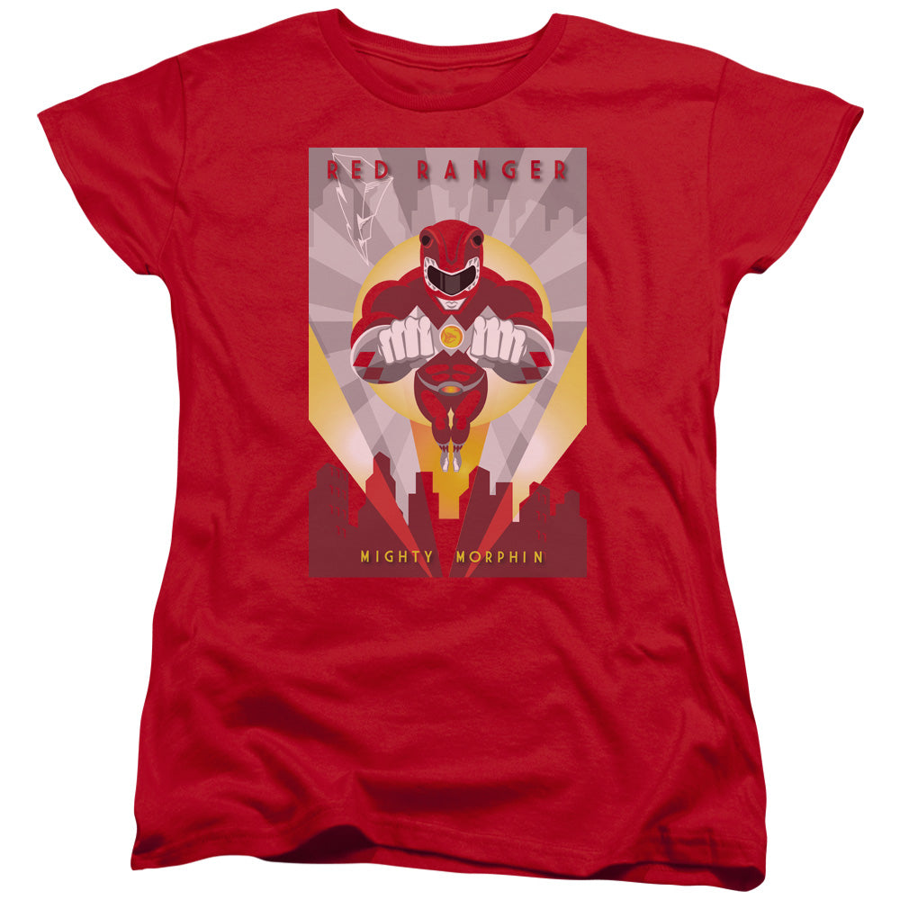 Mighty Morphin Power Rangers Red Deco Womens T-Shirt