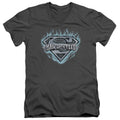 Superman Man of Steel Shield Charcoal V-Neck T-Shirt